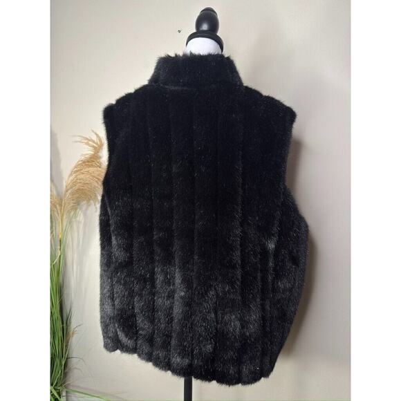 Donna Salyers Fabulous Furs Vest Women's XL Black Boho Faux Pockets Chic Glam - Picture 6 of 9